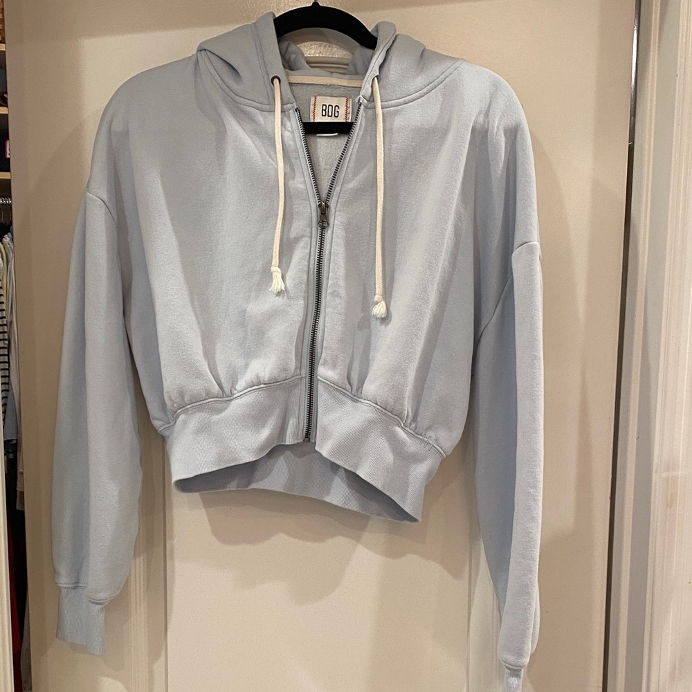 BDG Urban Outfitters Sky Blue crop Zip-Up Jacket NEW